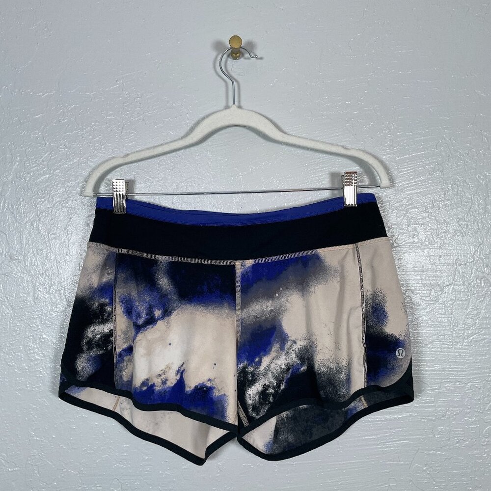 lululemon athletica Blue, Black, Cream Abstract Print Athletic Shorts